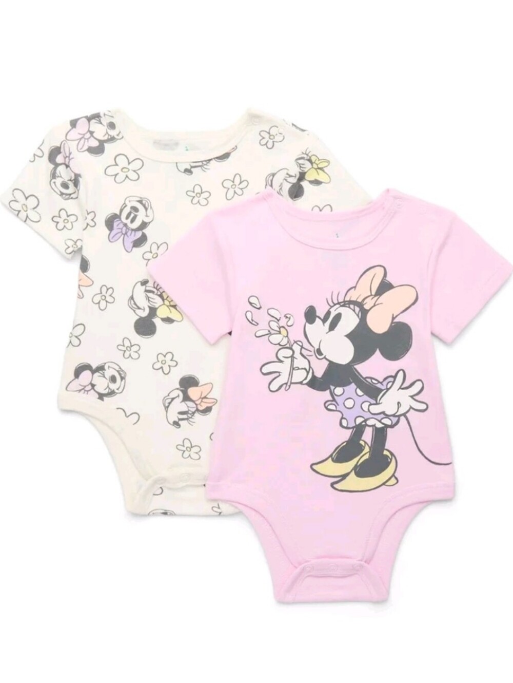 Disney Minnie Mouse Baby Girl Bodysuits, 2-Pack Months-24 Months